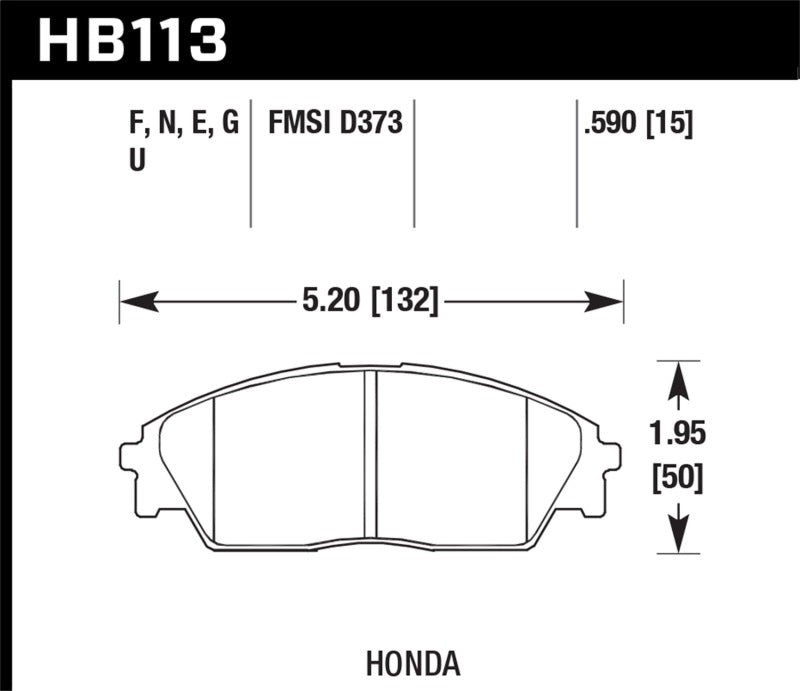 Hawk Performance HB113F.590 Hawk Honda/ Acura 88-91 Civic Wagon/90-91CRX Si/ 88-90 Prelude S HPS Street Front Brake Pads