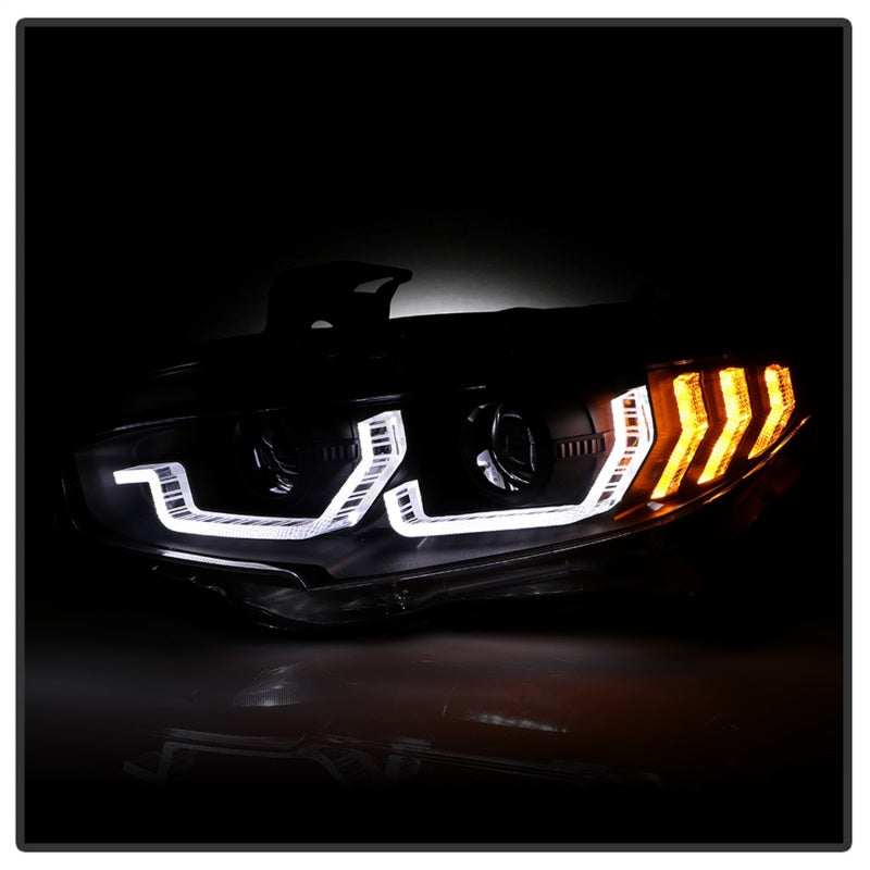 SPYDER 5087867 Spyder Honda Civic 16- 2DR/4DR/Hatchback Projector Headlights - Black PRO-YD-HC16SI-SEQGR-BK