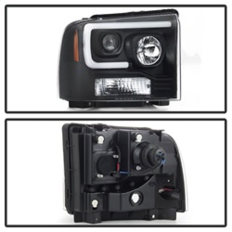 SPYDER 5084507 Spyder Ford F250/350/450 05-07 Projector Headlights - Light Bar DRL LED - Black PRO-YD-FS05V2-LB-BK