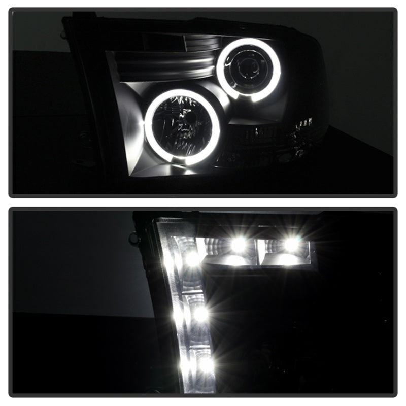 SPYDER 5078407 Spyder Dodge RAM 1500 09-14 Projector Headlights Halogen- LED Halo LED - Blk Smke PRO-YD-DR09-HL-BSM