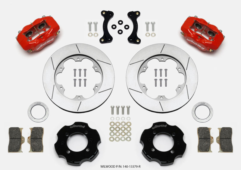 Wilwood 140-13379-R Forged Dynalite Front Hat Kit 11.00in GT Rotor Red 95-05 Miata