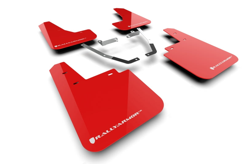 Rally Armor MF116-UR-RD-WH - 2024 Subaru Crosstrek (Wilderness Only) Red UR Mud Flap W/White Logo - No Drilling Req