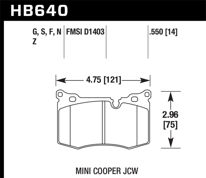 Hawk Performance HB640N.550 Hawk 09-10 Mini Cooper HP+ Autocross Front Brake Pads