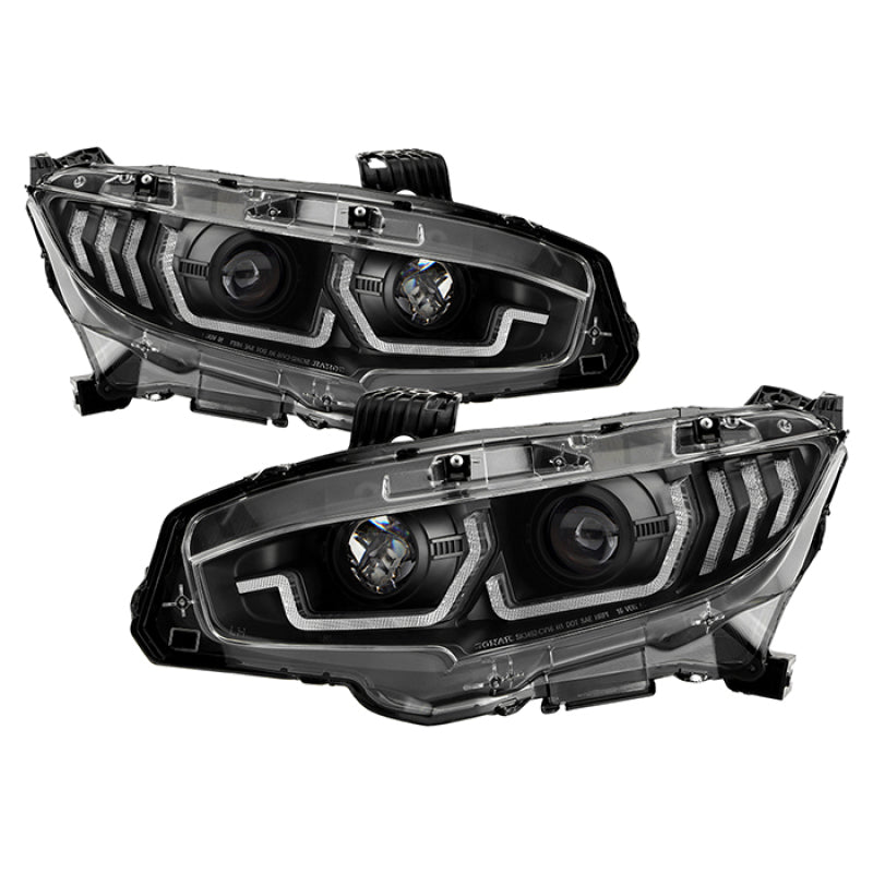 SPYDER 5087867 Spyder Honda Civic 16- 2DR/4DR/Hatchback Projector Headlights - Black PRO-YD-HC16SI-SEQGR-BK
