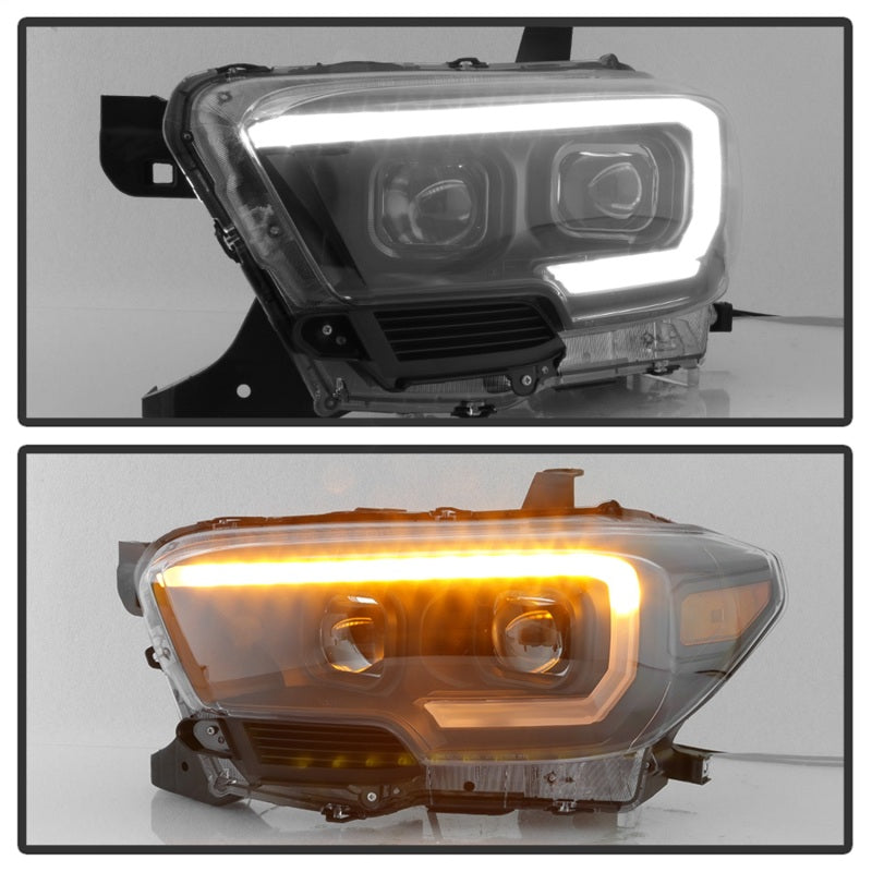 SPYDER 9039256 xTune Toyota Tacoma 16-18 DRL Light Bar Projector Headlights - Black PRO-JH-TTA16-LBDRL-BK