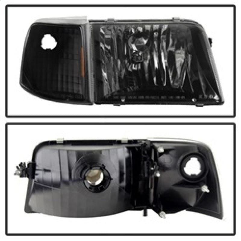 SPYDER 9029363 Xtune Ford Ranger 93-97 Crystal Headlights w/ Corner Lights 4pcs Sets Black HD-JH-FR93-SET-BK