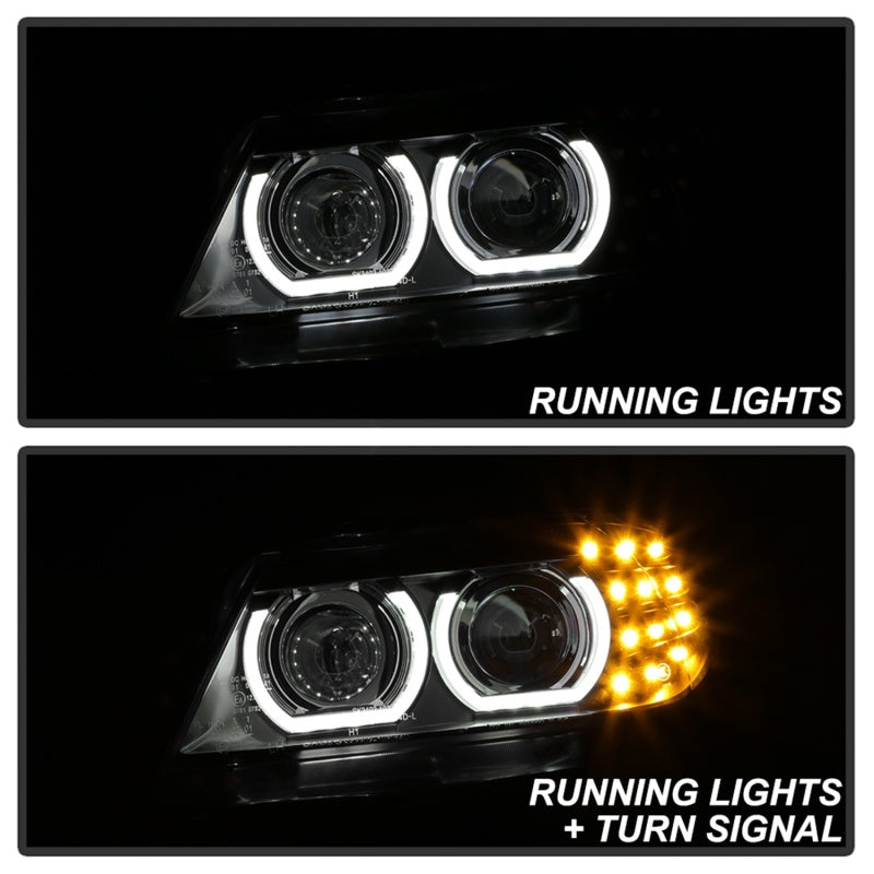 SPYDER 5086488 Spyder 09-12 BMW E90 3-Series 4DR Projector Headlights Halogen - LED - Black - PRO-YD-BMWE9009-BK