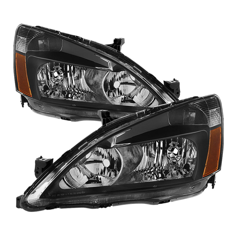 SPYDER 5014351 Xtune Honda Accord 03-07 Amber Crystal Headlights Black HD-JH-HA03-AM-BK