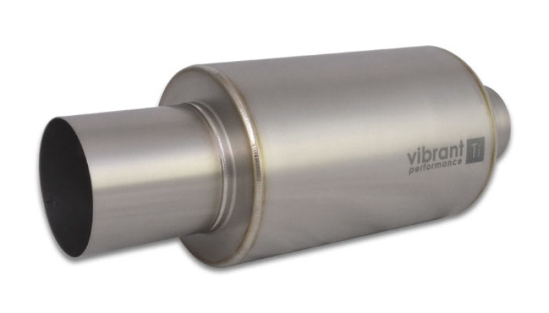 Vibrant 17565 Titanium Muffler w/Straight Cut Natural Tip 3.5in Inlet / 3.5in Outlet