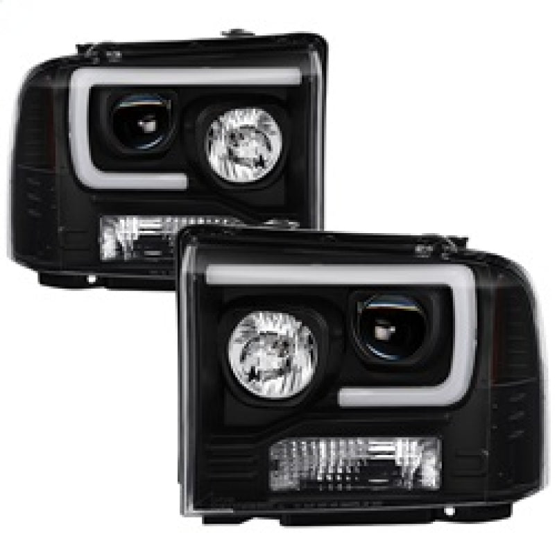 SPYDER 5084507 Spyder Ford F250/350/450 05-07 Projector Headlights - Light Bar DRL LED - Black PRO-YD-FS05V2-LB-BK