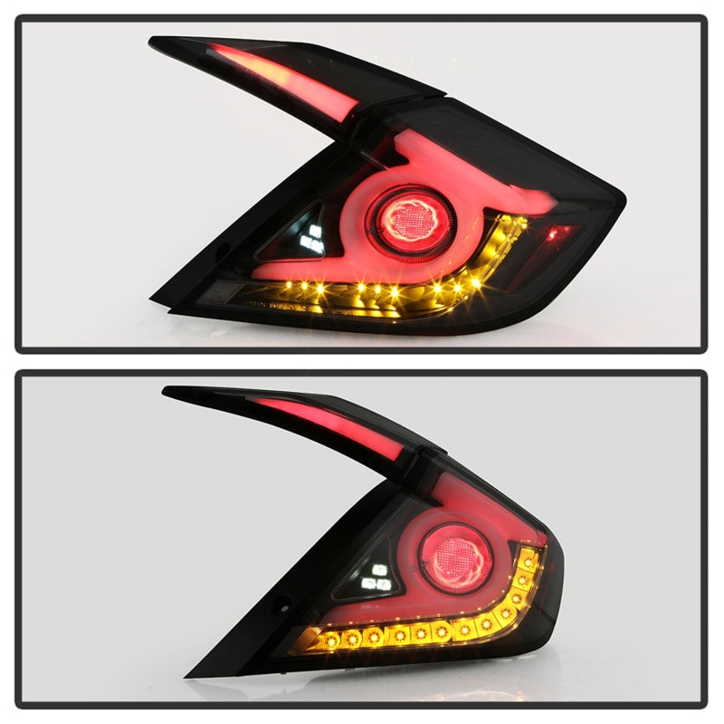 SPYDER 5086440 Spyder 16-18 Honda Civic 4 Door Light Bar LED Tail Lights - Black Smoke (ALT-YD-HC164D-LB-BSM)
