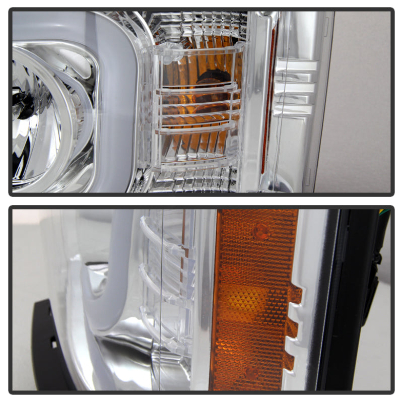 SPYDER 5079480 Spyder Chevy Silverado 1500 14-16 Projector Headlights Light Bar DRL Chrm PRO-YD-CS14-LBDRL-C