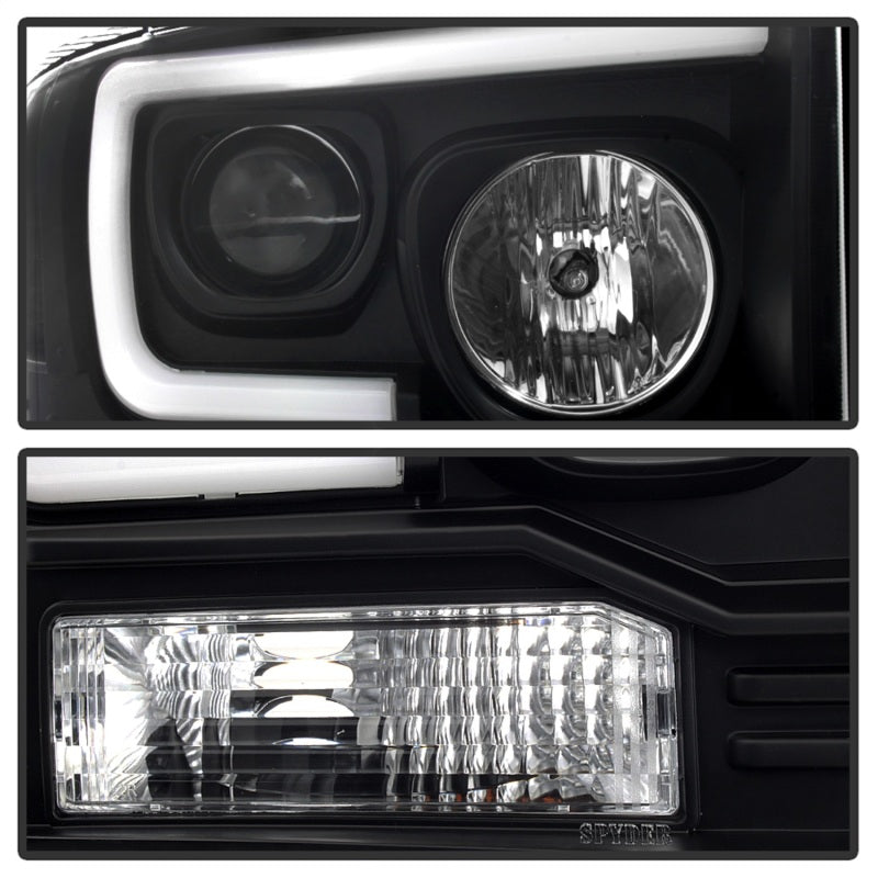 SPYDER 5084507 Spyder Ford F250/350/450 05-07 Projector Headlights - Light Bar DRL LED - Black PRO-YD-FS05V2-LB-BK