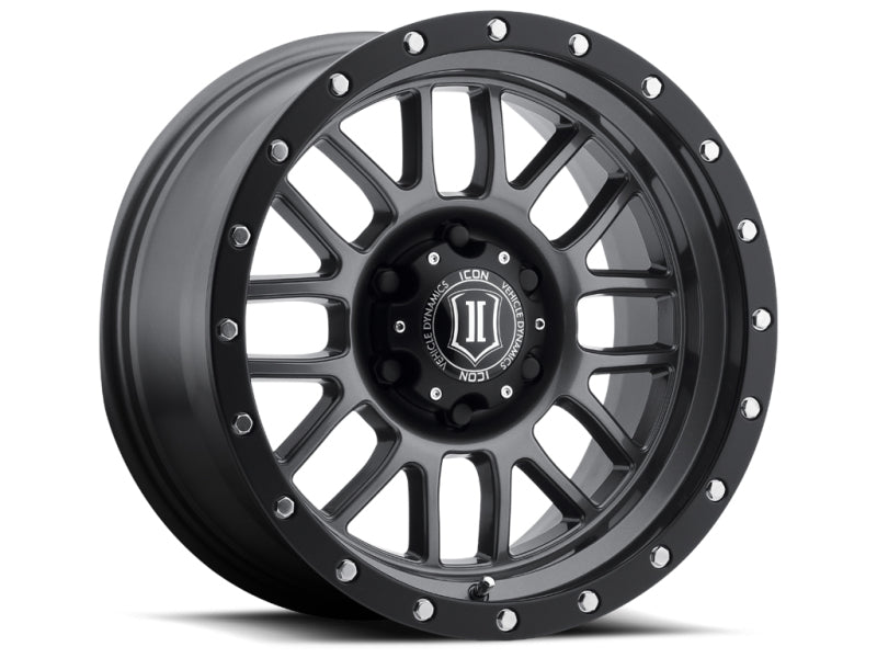 ICON 1217858347GM Alpha 17x8.5 6x5.5 0mm Offset 4.75in BS 106.1mm Bore Gun Metal Wheel