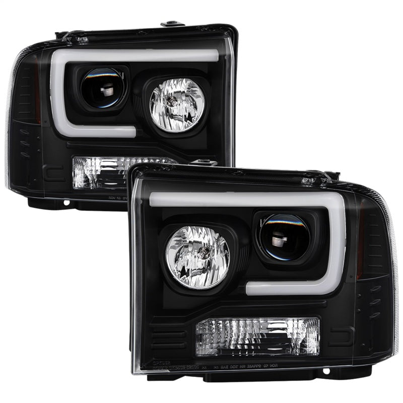 SPYDER 5084507 Spyder Ford F250/350/450 05-07 Projector Headlights - Light Bar DRL LED - Black PRO-YD-FS05V2-LB-BK