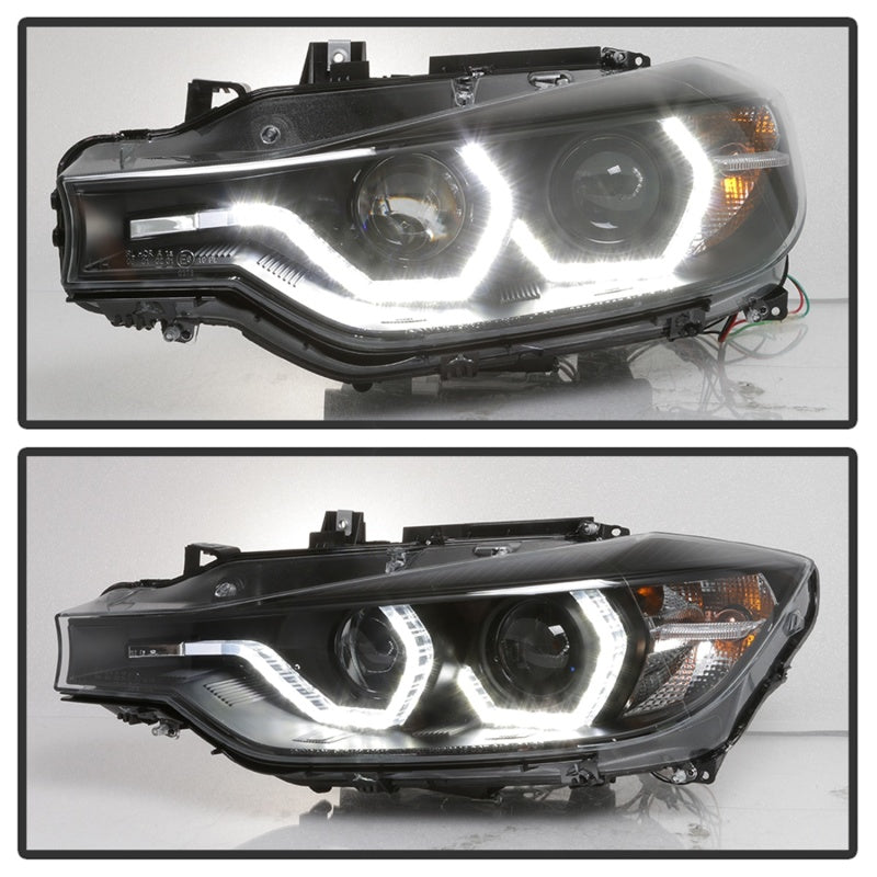 SPYDER 5086754 Spyder 12-14 BMW F30 3 Series 4DR Projector Headlights - Black PRO-YD-BMWF3012-AFSHID-BK