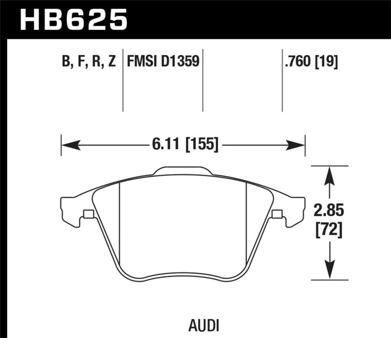 Hawk Performance HB625B.760 Hawk 2001-2010 Audi S3 European HPS 5.0 Front Brake Pads