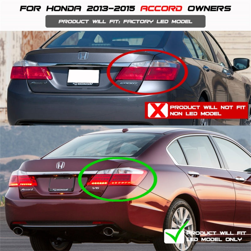 SPYDER 5082053 Spyder Honda Accord 2013-2015 4DR LED Tail Lights - Black ALT-YD-HA13LED-LED-BK