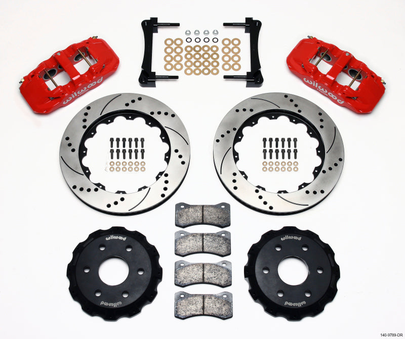 Wilwood 140-9789-DR AERO6 Front Truck Kit 14.25in Drill Red 1999-2014 GM Truck/SUV 1500