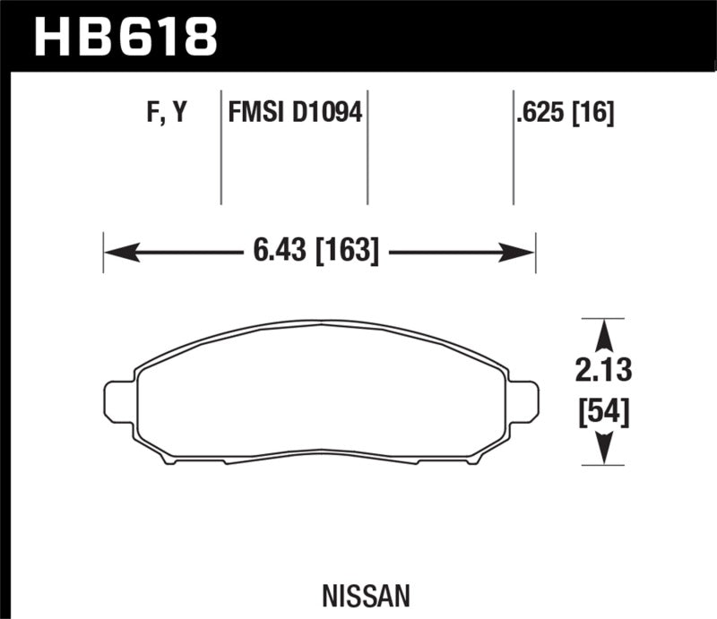 Hawk Performance HB618Y.625 Hawk 05-10 Nissan Frontier / 05-07 Nissan Pathfinder / 09-10 Pathfinder 4.0L / 05-10 Nissan Xtrerra