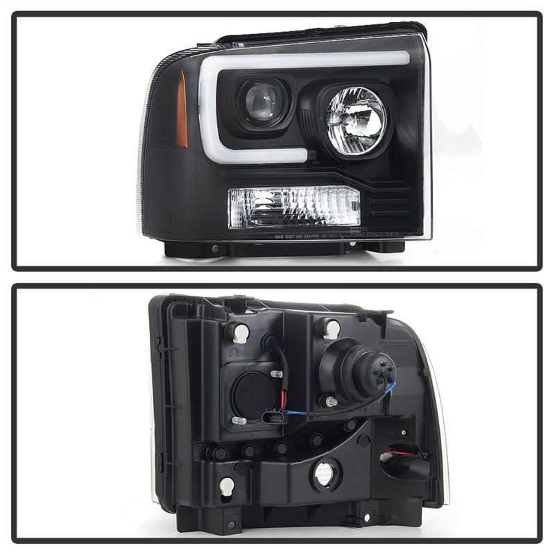 SPYDER 5084507 Spyder Ford F250/350/450 05-07 Projector Headlights - Light Bar DRL LED - Black PRO-YD-FS05V2-LB-BK