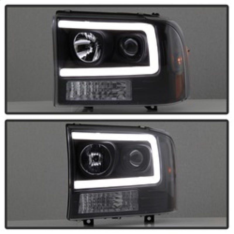 SPYDER 5084491 Spyder 99-04 Ford F250 Super Duty Projector Headlights - Light Bar - Black PRO-YD-FF25099V2-LB-BK