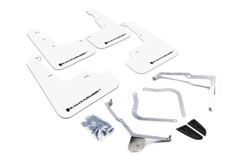Rally Armor MF32-UR-WH/BLK 15-21 Subaru WRX/STI (Sedan ONLY) White UR Mud Flap w/ Black Logo