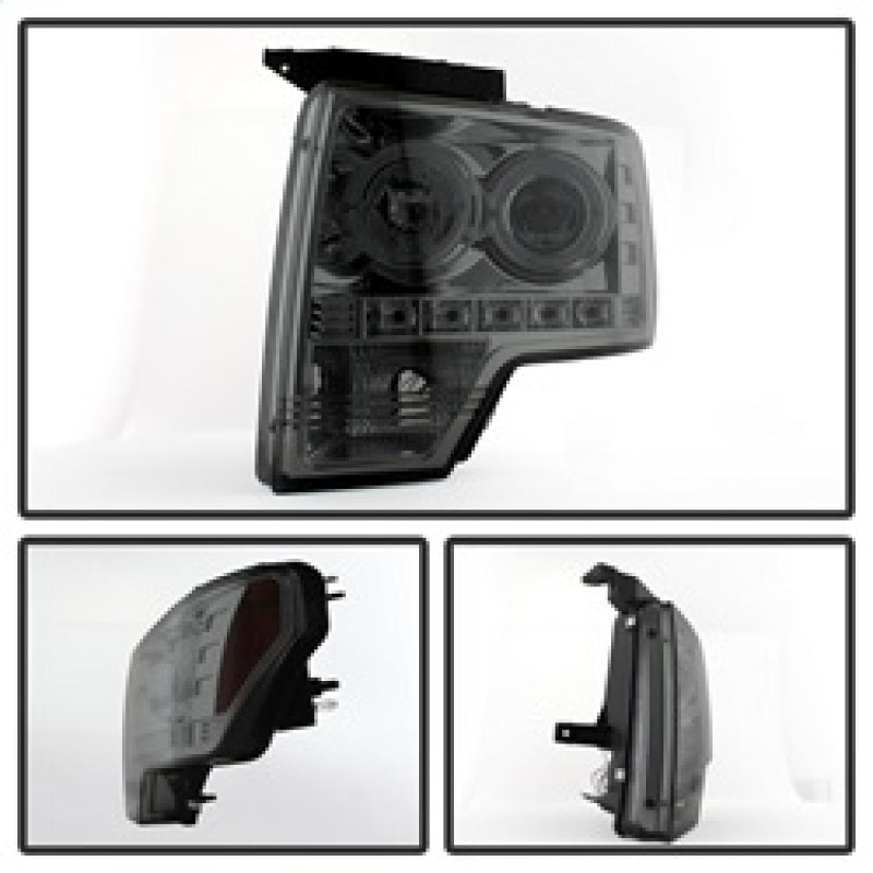 SPYDER 5010254 Spyder Ford F150 09-14 Projector Headlights Halogen Model- LED Halo LED Smke PRO-YD-FF15009-HL-SM