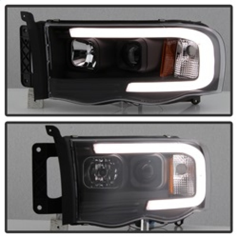 SPYDER 5084606 Spyder 02-05 Dodge RAM 1500 Light Bar Projector Headlights - Black (PRO-YD-DR02V2-LB-BK)