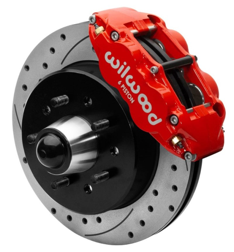 Wilwood 140-15948-DR Forged Narrow Superlite 6R Front Big Brake Kit 12.19in Drilled Rotors 88-98 C1500 - Red