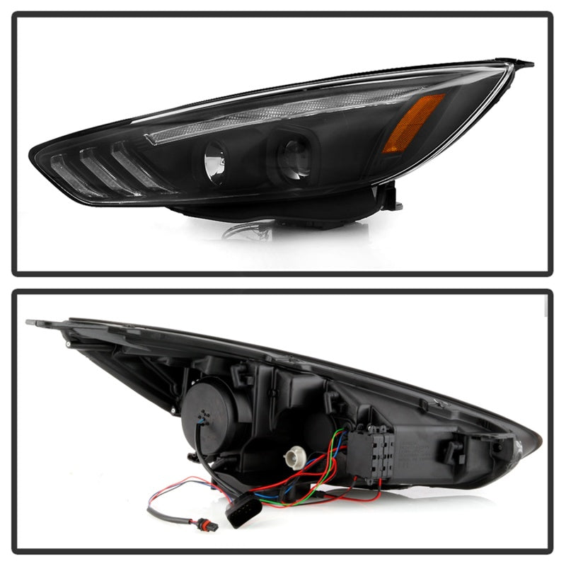 SPYDER 5086105 Spyder 15-18 Ford Focus Projector Headlights - Seq Turn Light Bar - Black PRO-YD-FF15-LBSEQ-BK