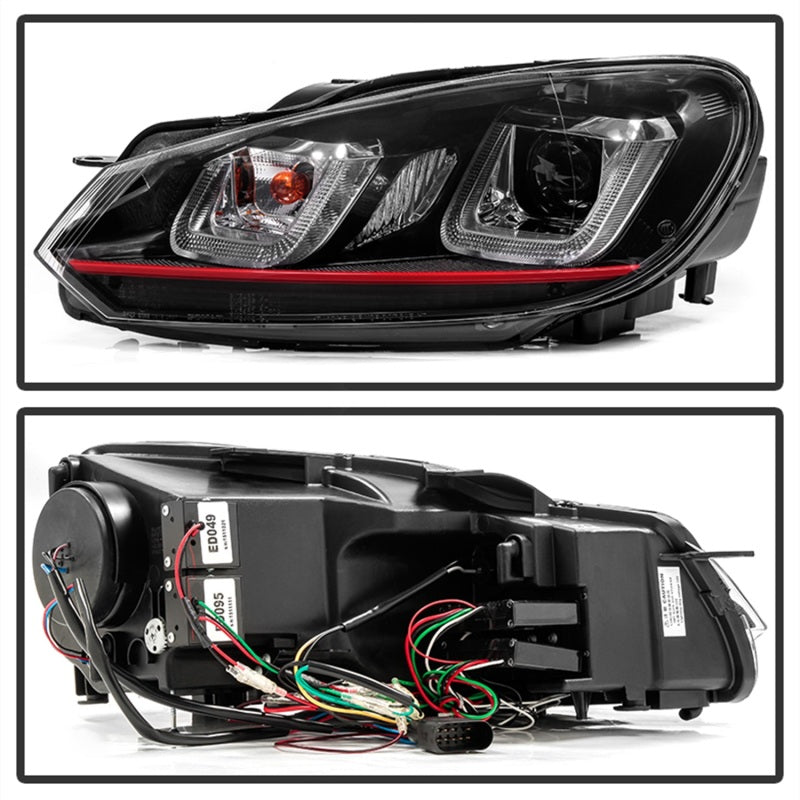 SPYDER 5082046 Spyder Volkswagen Golf / GTI 10-13 Version 3 Projector Headlights - Black PRO-YD-VG10V3R-DRL-BK
