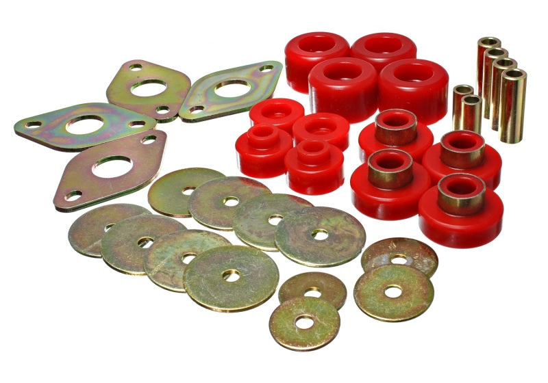 Energy Suspension 8.4109R Body Mount Set-Reg Access & Dbl Cab - Red