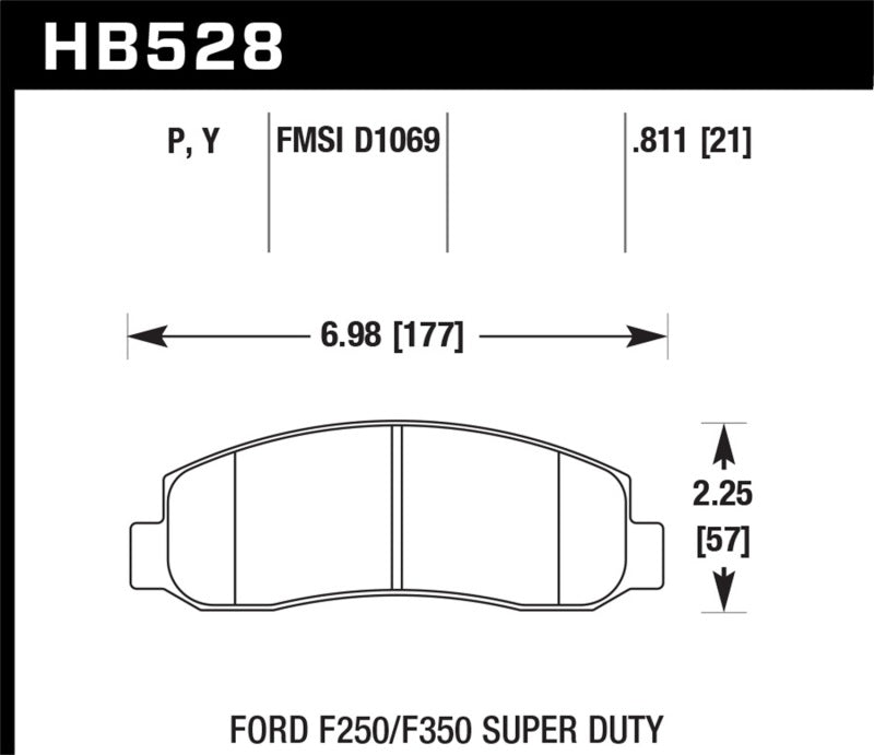 Hawk Performance HB528P.811 Hawk 05-11 Ford F250/F350 / 2011 Ford F550 SuperDuty Street Front Brake Pads