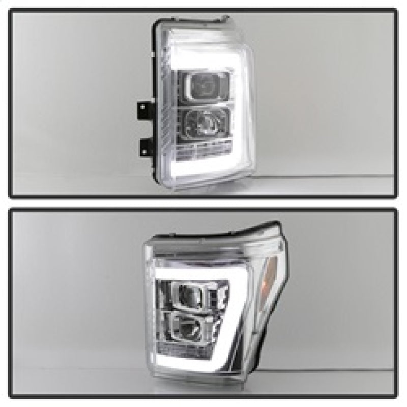 SPYDER 5084705 Spyder 11-16 Ford F-250/F-350 V2 Projector Headlights - Light Bar DRL - Chrome PRO-YD-FS11V2-LB-C