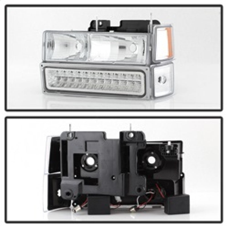 SPYDER 5069559 Xtune 92-94 Blazer Full Size Corner/LED Bumper Headlights Chrome HD-JH-CCK88-LED-AM-C-SET