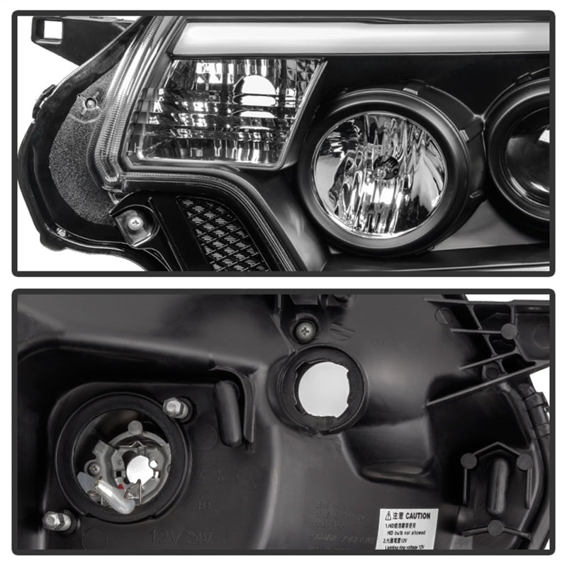 SPYDER 5081711 Spyder Toyota Tacoma 12-15 Projector Headlights Light Bar DRL Black PRO-YD-TT12-LBDRL-BK