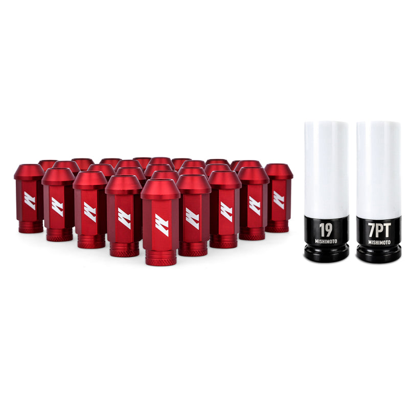 Mishimoto MMLG-15-27LRD Aluminum Locking Lug Nuts M12x1.5 27pc Set Red