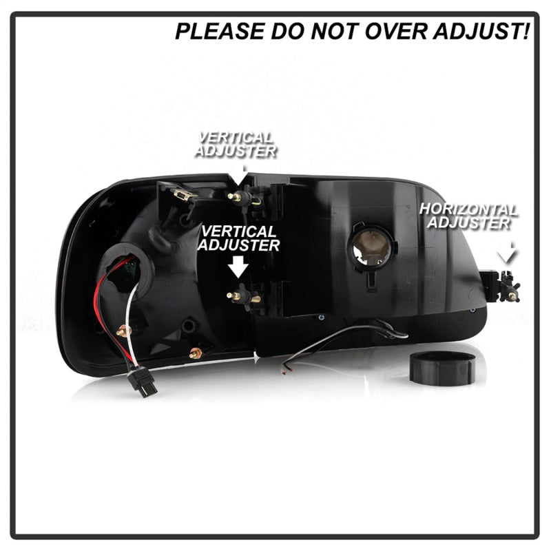 SPYDER 5014184 Xtune Ford F150 97-03 Crystal Headlights w/ Clear LED Corners Black HD-ON-FF15097-LED-SET-BK