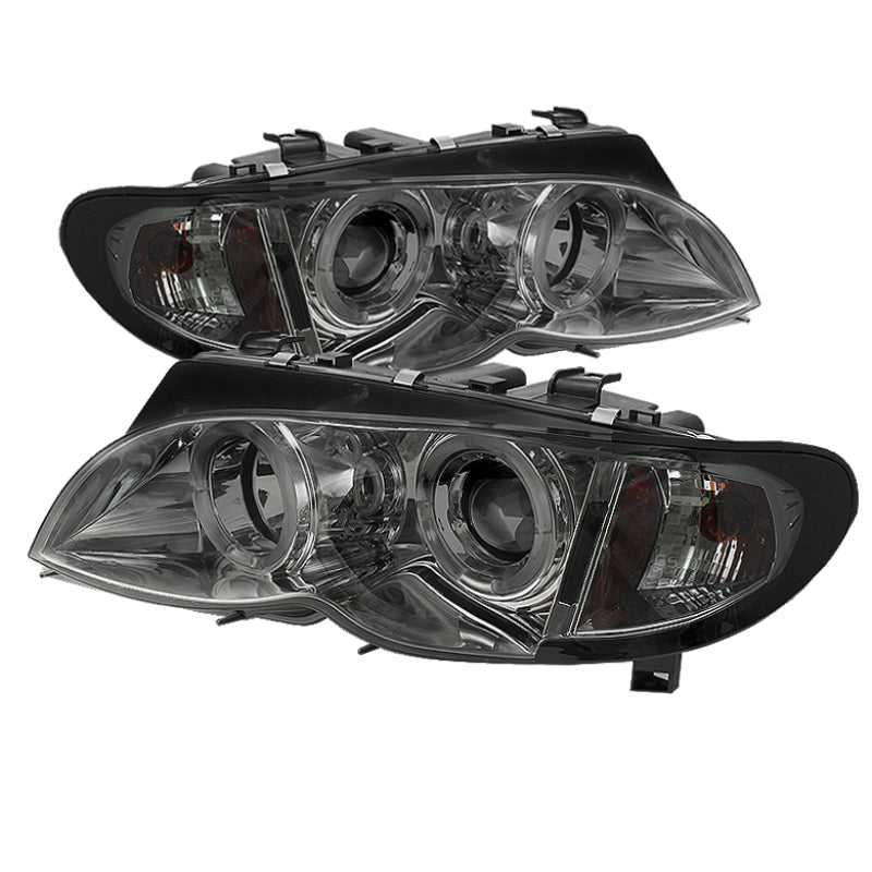SPYDER 5042422 Spyder BMW E46 3-Series 02-05 4DR Projector Headlights 1PC LED Halo Smke PRO-YD-BMWE4602-4D-AM-SM