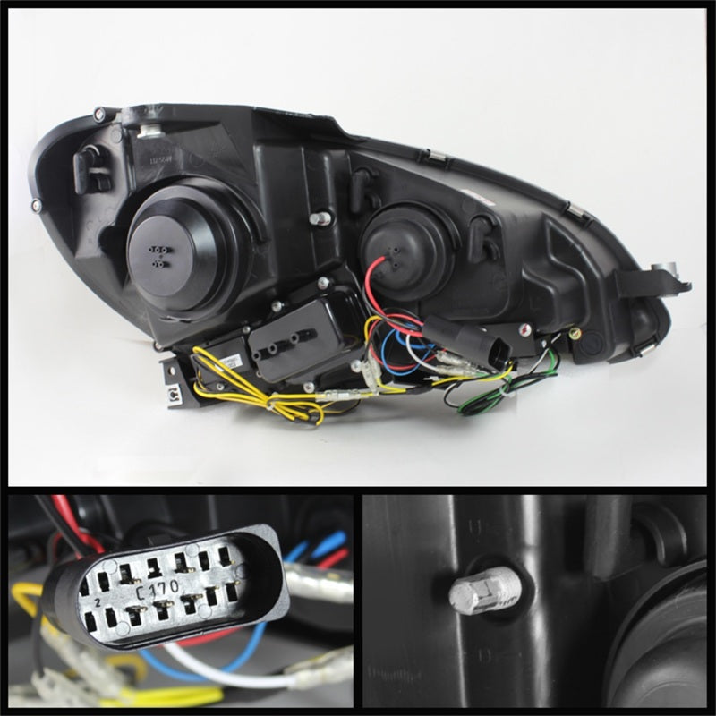 SPYDER 5074249 Spyder Mercedes Benz W204 C-CLASS 12-13 Projector Halogen Model- DRL Blk PRO-YD-MBW20412-DRL-BK