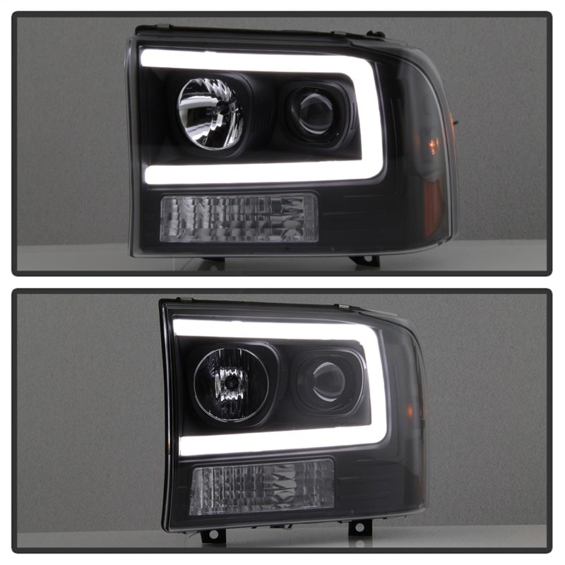 SPYDER 5084491 Spyder 99-04 Ford F250 Super Duty Projector Headlights - Light Bar - Black PRO-YD-FF25099V2-LB-BK