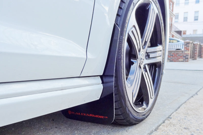 Rally Armor MF40-UR-BLK/WH 15-17.5 VW Golf R Black UR Mud Flap w/ White Logo