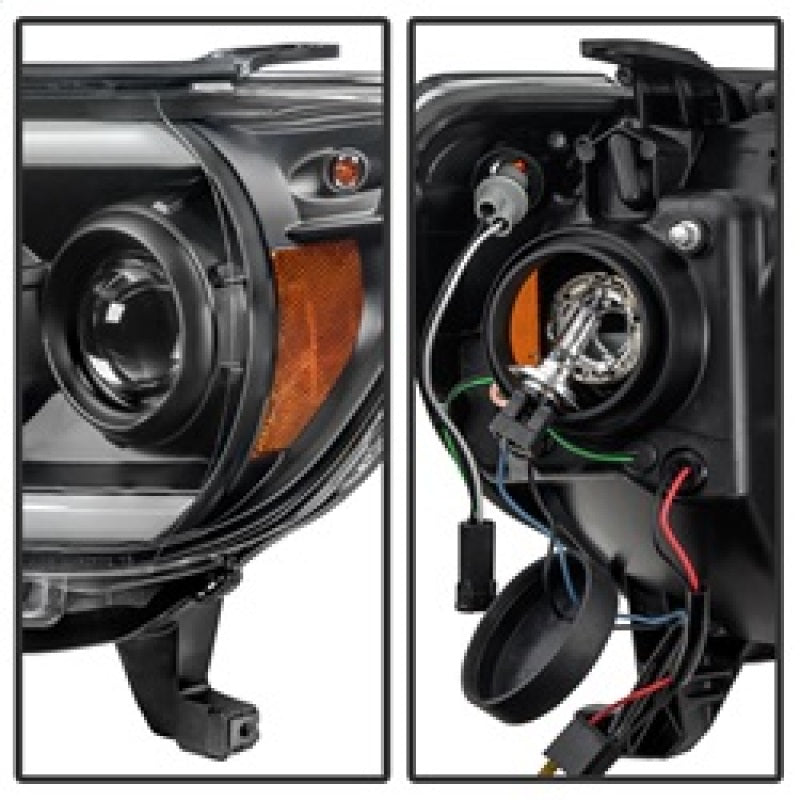 SPYDER 5081711 Spyder Toyota Tacoma 12-15 Projector Headlights Light Bar DRL Black PRO-YD-TT12-LBDRL-BK