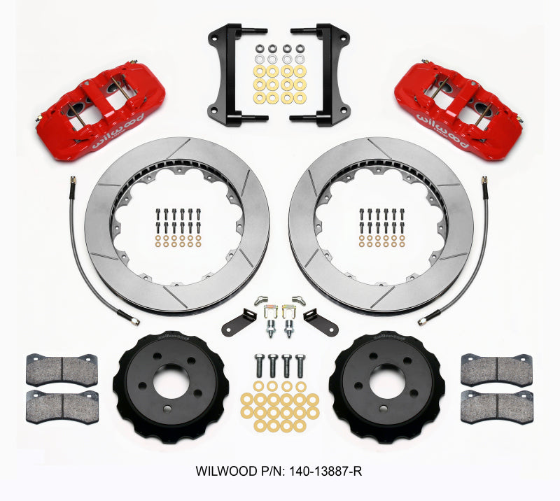 Wilwood 140-13887-R AERO6 Front Hat Kit 15.00 Red 2015-Up Mustang w/Lines