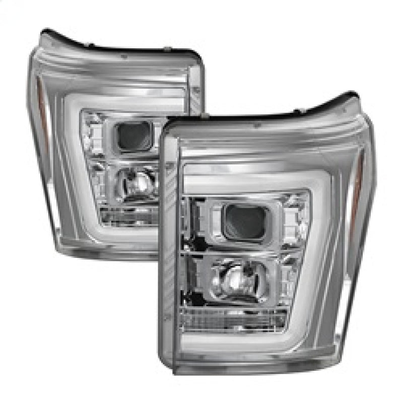 SPYDER 5084705 Spyder 11-16 Ford F-250/F-350 V2 Projector Headlights - Light Bar DRL - Chrome PRO-YD-FS11V2-LB-C
