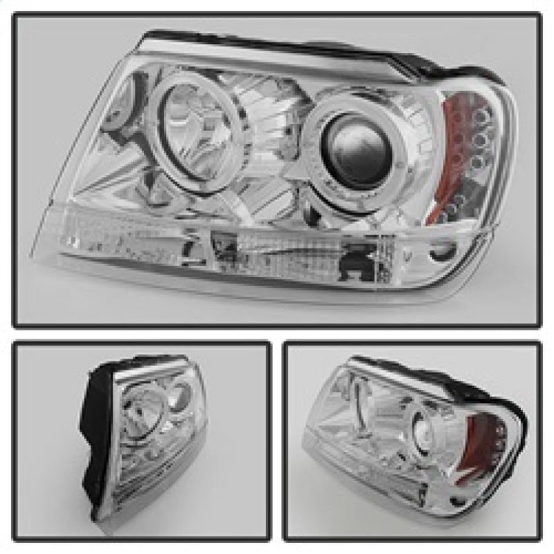 SPYDER 5011152 Spyder Jeep Grand Cherokee 99-04 Projector Headlights LED Halo LED Chrm - PRO-YD-JGC99-HL-C