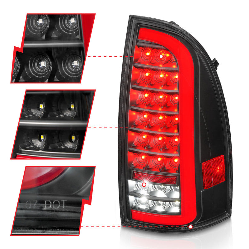 ANZO 311427 05-15 Toyota Tacoma Full LED Tail Lights w/Light Bar Sequential Black Housing Clear Lens