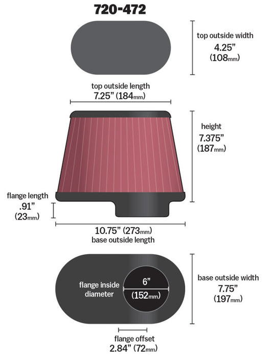 Airaid 720-472 AIR Universal Air Filter