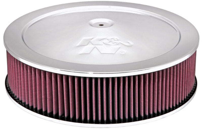 K&N Engineering 60-1290 K&N 14in Red Custom Air Cleaner Assembly - 5.125in ID x 14in OD x 3.75in H x 1.25in Drop Base